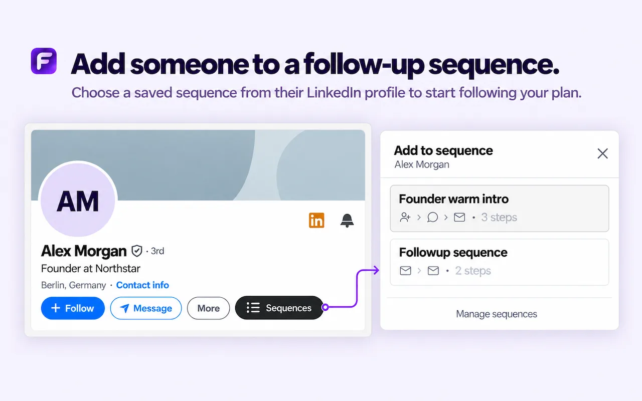 Adding a LinkedIn profile to a saved follow-up sequence